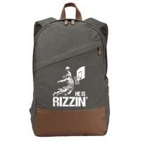 Jesus Playing Basketball He Is Rizzin Trending Funny Jesus Cotton Canvas Backpack