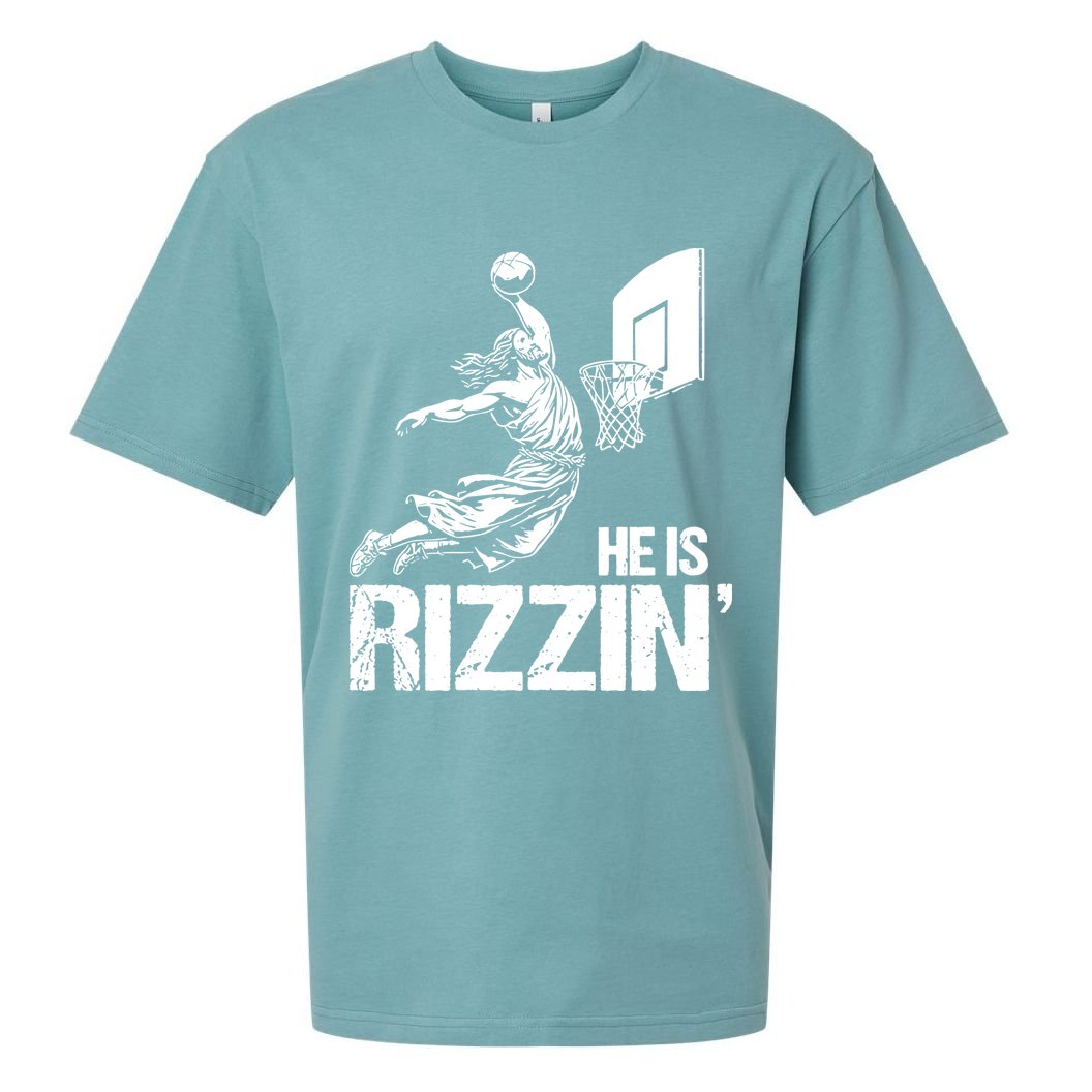 Jesus Playing Basketball He Is Rizzin Trending Funny Jesus Sueded Cloud Jersey T-Shirt
