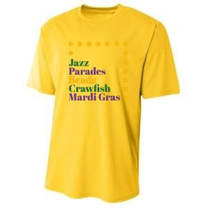 Jazz Parades Beads Crawfish Mardi Gras Youth Performance Sprint T-Shirt