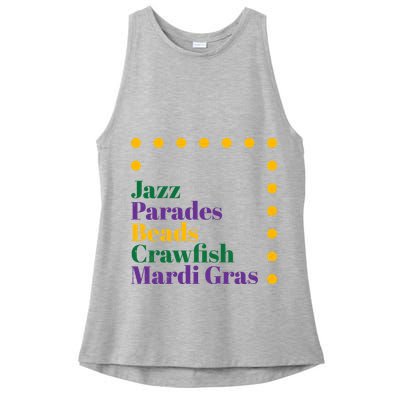 Jazz Parades Beads Crawfish Mardi Gras Ladies PosiCharge Tri-Blend Wicking Tank