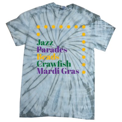 Jazz Parades Beads Crawfish Mardi Gras Tie-Dye T-Shirt