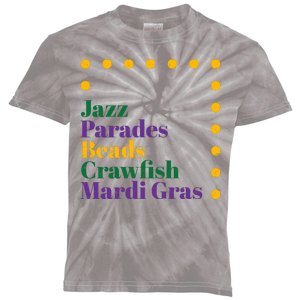 Jazz Parades Beads Crawfish Mardi Gras Kids Tie-Dye T-Shirt