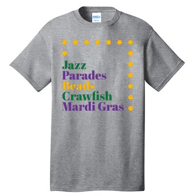 Jazz Parades Beads Crawfish Mardi Gras Tall T-Shirt