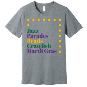 Jazz Parades Beads Crawfish Mardi Gras Premium T-Shirt