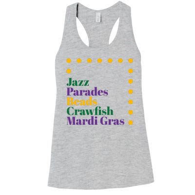 Jazz Parades Beads Crawfish Mardi Gras Women's Racerback Tank