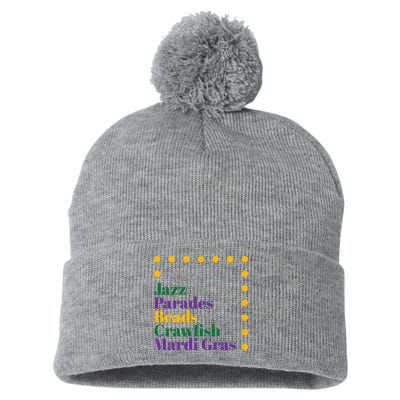 Jazz Parades Beads Crawfish Mardi Gras Pom Pom 12in Knit Beanie
