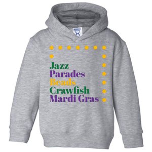 Jazz Parades Beads Crawfish Mardi Gras Toddler Hoodie