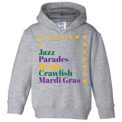Jazz Parades Beads Crawfish Mardi Gras Toddler Hoodie