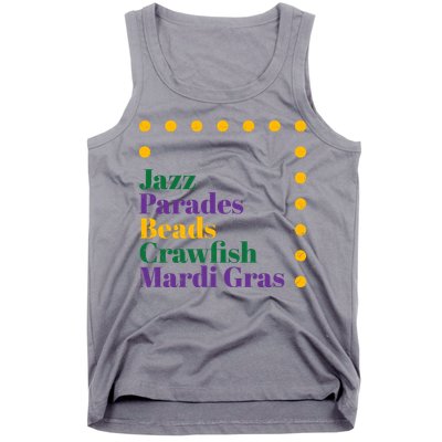 Jazz Parades Beads Crawfish Mardi Gras Tank Top