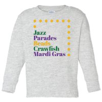 Jazz Parades Beads Crawfish Mardi Gras Toddler Long Sleeve Shirt