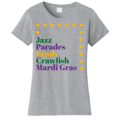 Jazz Parades Beads Crawfish Mardi Gras Women's T-Shirt