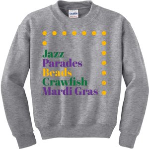 Jazz Parades Beads Crawfish Mardi Gras Kids Sweatshirt