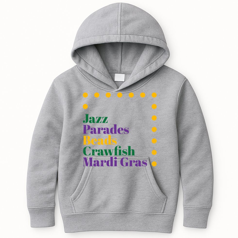 Jazz Parades Beads Crawfish Mardi Gras Kids Hoodie