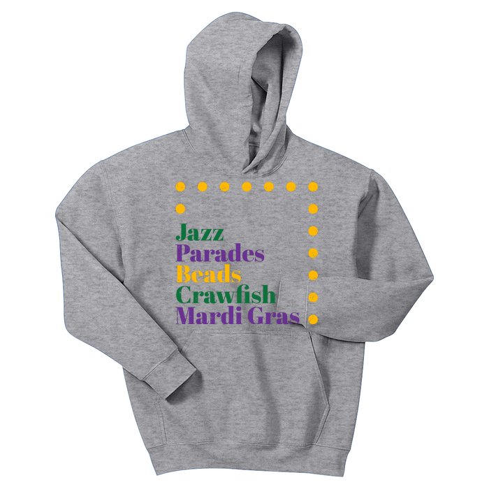 Jazz Parades Beads Crawfish Mardi Gras Kids Hoodie