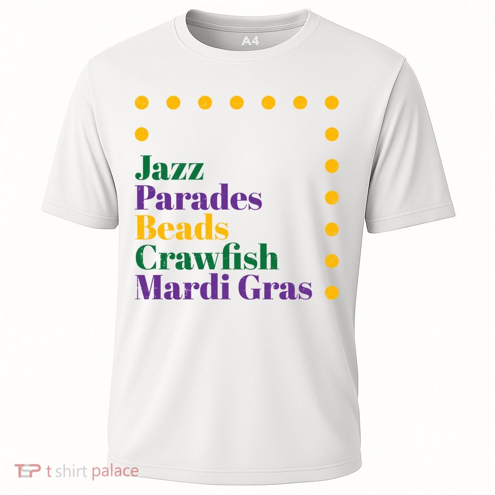 Jazz Parades Beads Crawfish Mardi Gras Performance Shirt