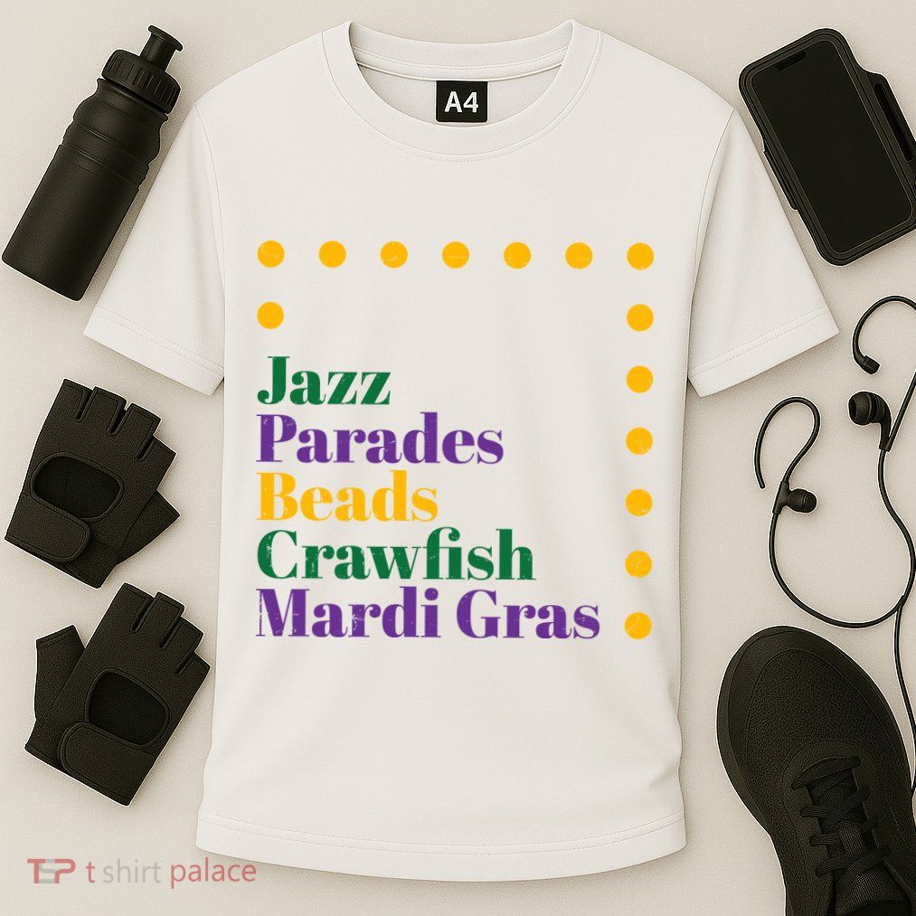 Jazz Parades Beads Crawfish Mardi Gras Performance Shirt