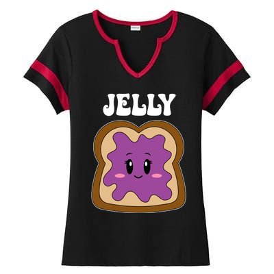 Jelly Peanut Butter Cute Couples Matching ValentineS Day Gift Ladies Halftime Notch Neck Tee