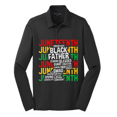 Juneteenth Proud Black Fathers Day Black History African Silk Touch Performance Long Sleeve Polo