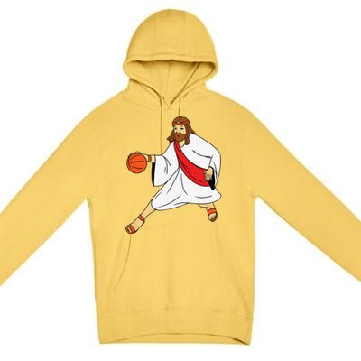 Jesus Playing Basketball Premium Pullover Hoodie