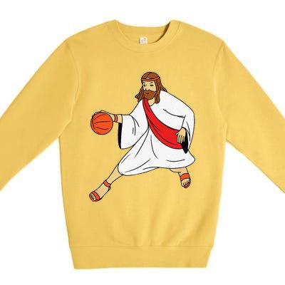 Jesus Playing Basketball Premium Crewneck Sweatshirt