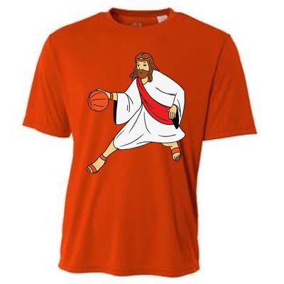 Jesus Playing Basketball Cooling Performance Crew T-Shirt