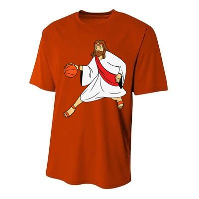 Jesus Playing Basketball Performance Sprint T-Shirt