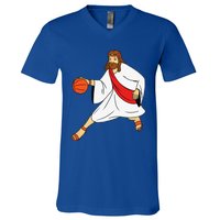 Jesus Playing Basketball V-Neck T-Shirt