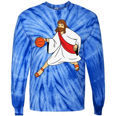 Jesus Playing Basketball Tie-Dye Long Sleeve Shirt