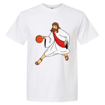 Jesus Playing Basketball Garment-Dyed Heavyweight T-Shirt