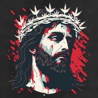 Jesus Painting Christianity 7 Panel Mesh Trucker Snapback Hat