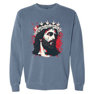 Jesus Painting Christianity Garment-Dyed Sweatshirt