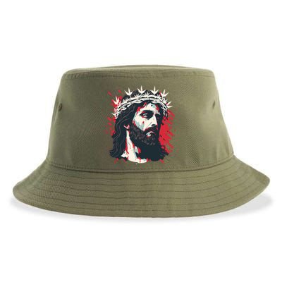 Jesus Painting Christianity Sustainable Bucket Hat