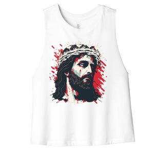 Jesus Painting Christianity Women's Racerback Cropped Tank