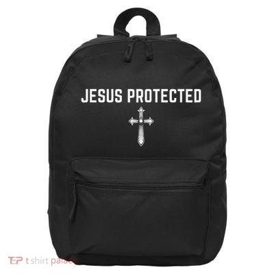 Jesus Protected Christian Faith Cross Religious Christianity 16 in Basic Backpack