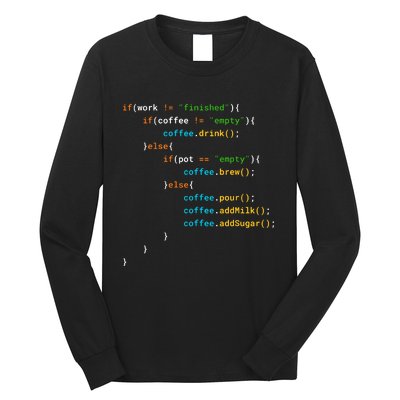 Java Programmer Coffee Coding Funny Coders Coffee Lover Long Sleeve Shirt