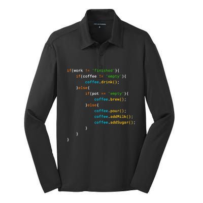 Java Programmer Coffee Coding Funny Coders Coffee Lover Silk Touch Performance Long Sleeve Polo