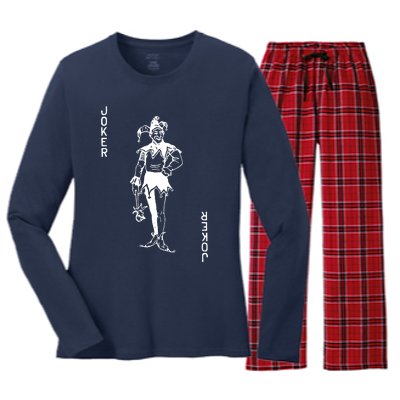 Joker Playing Card Women's Long Sleeve Flannel Pajama Set 