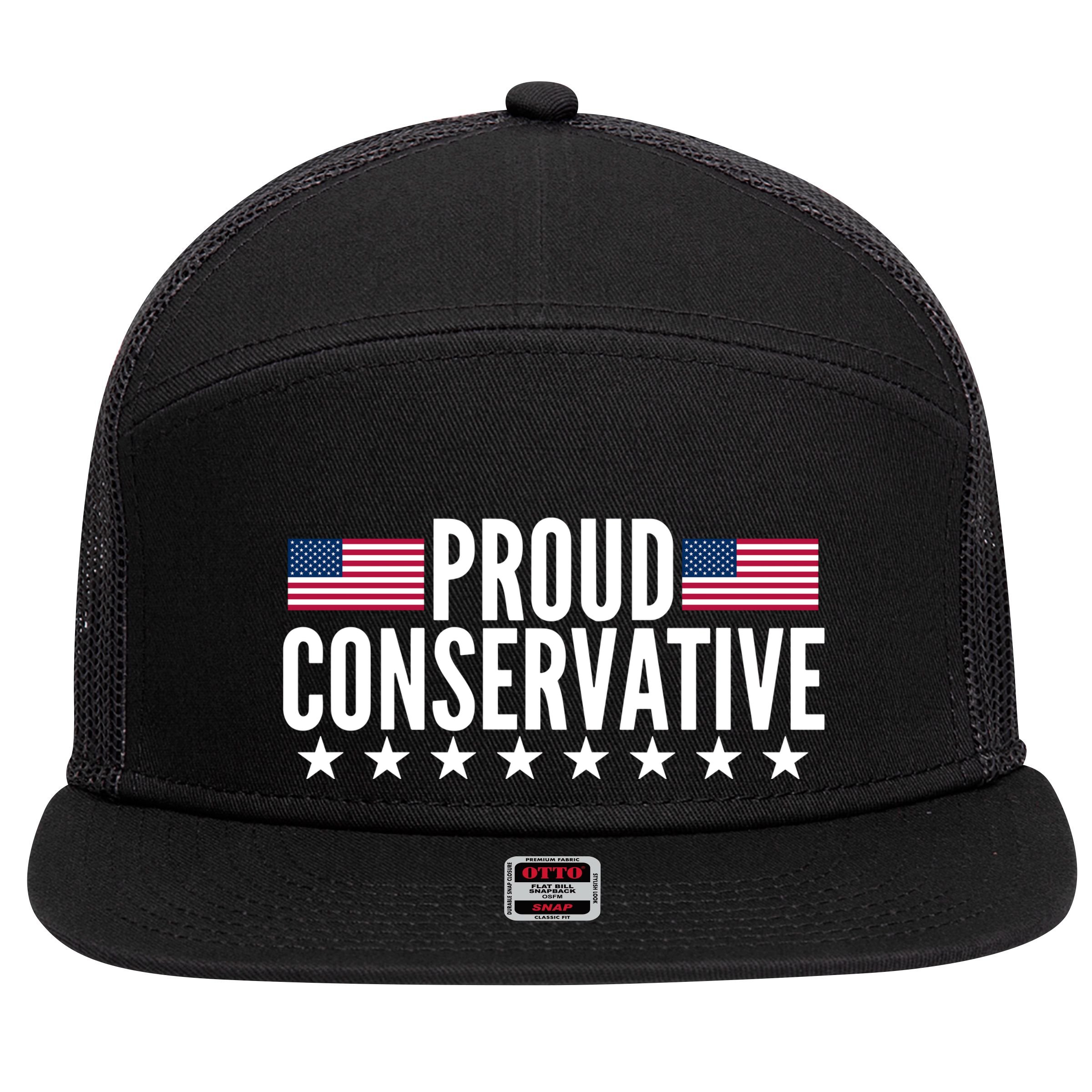 Justjenrx Proud Conservative 7 Panel Mesh Trucker Snapback Hat