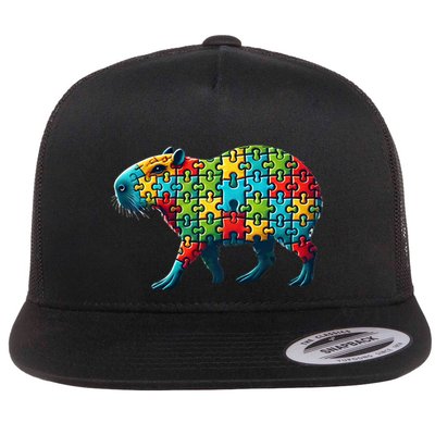 Jigsaw Puzzle Capybara Funny Gift Flatbill Hat