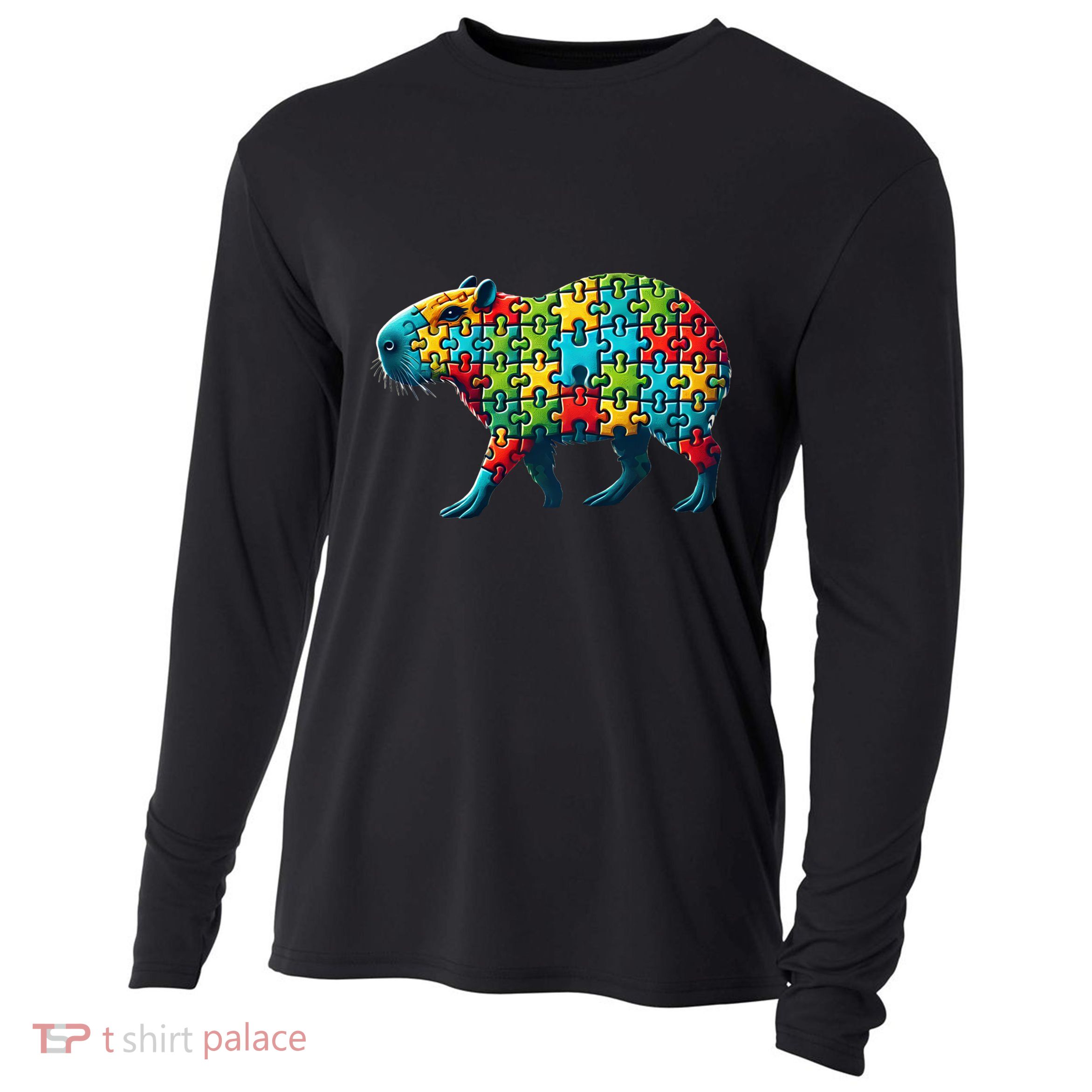 Jigsaw Puzzle Capybara Funny Gift Cooling Performance Long Sleeve Crew
