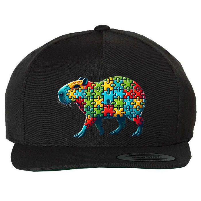 Jigsaw Puzzle Capybara Funny Gift Wool Snapback Cap