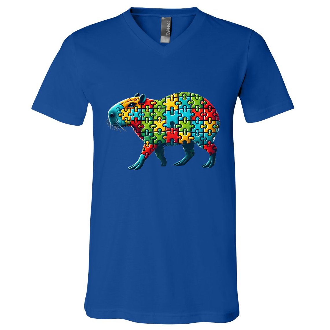 Jigsaw Puzzle Capybara Funny Gift V-Neck T-Shirt