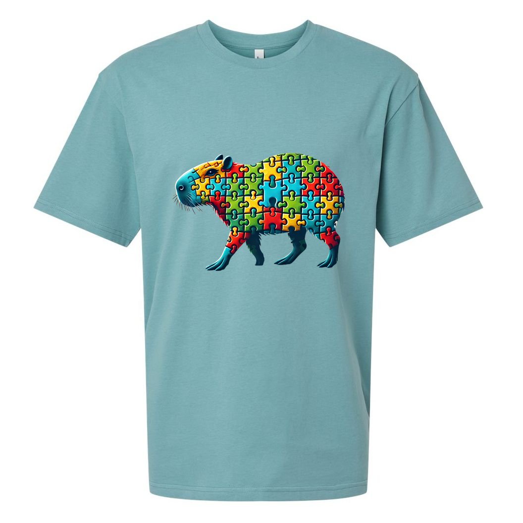 Jigsaw Puzzle Capybara Funny Gift Sueded Cloud Jersey T-Shirt