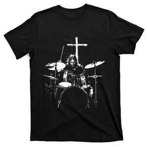 Jesus Playing Drums Christian Drummer Cross T-Shirt