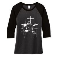 Jesus Playing Drums Christian Drummer Cross Women's Tri-Blend 3/4-Sleeve Raglan Shirt