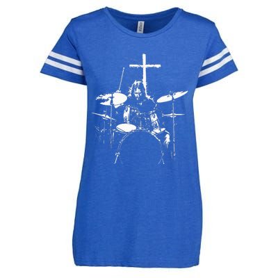 Jesus Playing Drums Christian Drummer Cross Enza Ladies Jersey Football T-Shirt