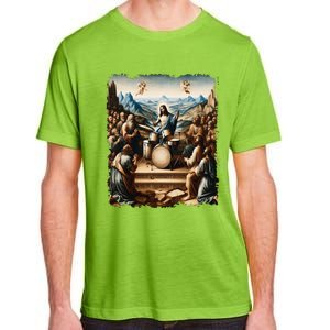 Jesus Playing Drums Funny Christian Drummer Painting Adult ChromaSoft Performance T-Shirt