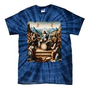 Jesus Playing Drums Funny Christian Drummer Painting Tie-Dye T-Shirt