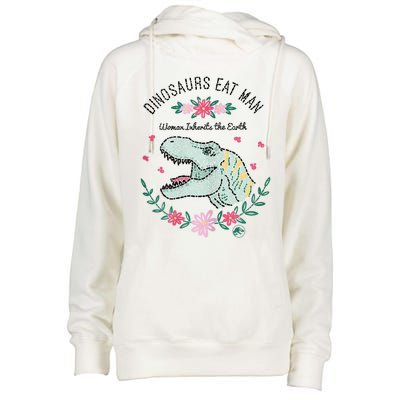 Dinos Eat Man Women Inherit The Earth Gift Womens Funnel Neck Pullover Hood