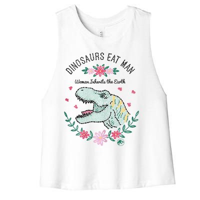 Dinos Eat Man Women Inherit The Earth Gift Women's Racerback Cropped Tank